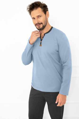 Мъжка пижама Julius Италианска модна стомана - памук, риза с копчета