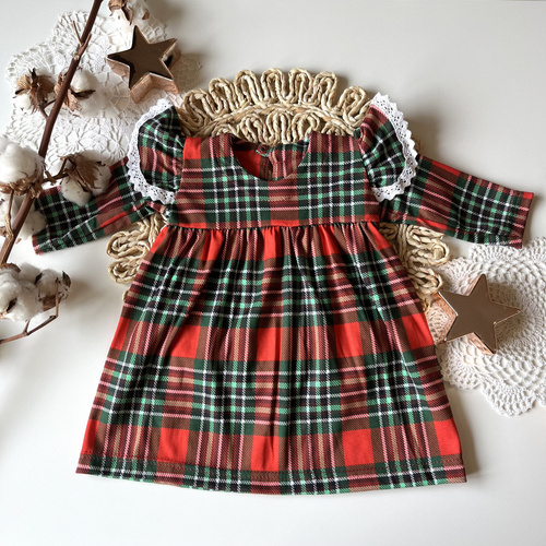 SK001 Рокля с дълъг ръкав Merry Christmas Mamatti - червена