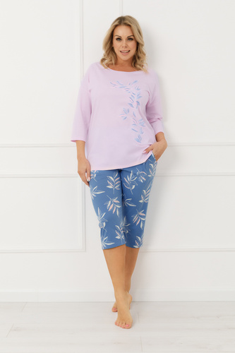 Дамска пижама ERULA Italian Fashion памук jersey ръкав 3/4 плюс сайз