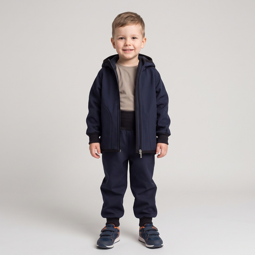 Nicol Детски панталони 229054 softshell с полар, висока талия, с маншети - тъмносини