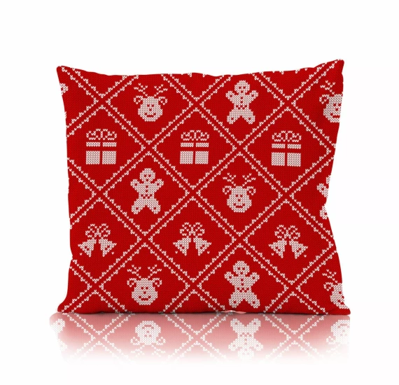 Декоративна калъфка за възглавница Holly Jolly Faro за Коледа – Микрофибър, Червена с Коледен Пуловер