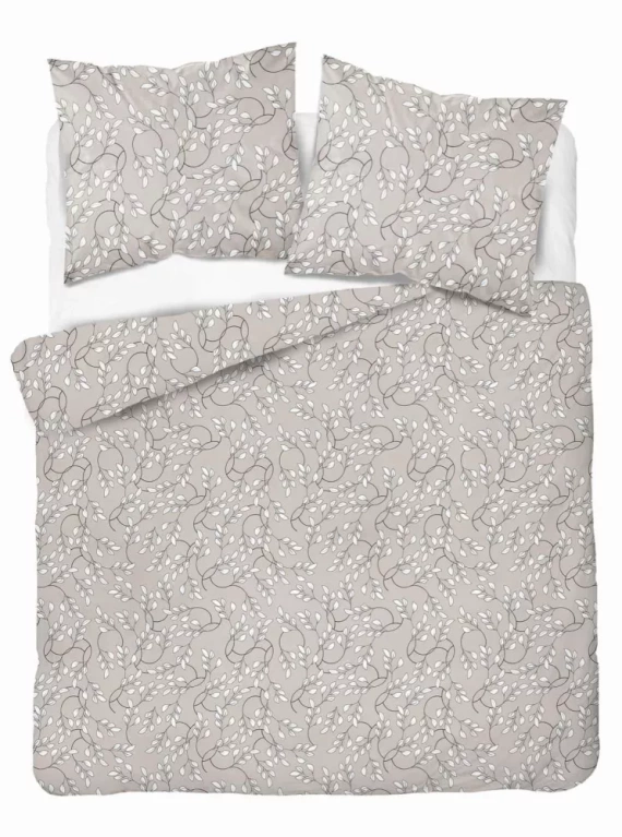 5217 B Спално бельо от сатен, фини листа, Detexpol бежово