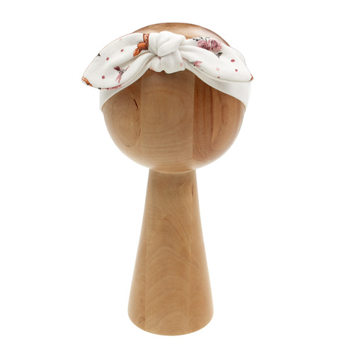 216065 Лента за глава Lala Nicol – кремава памучна с голяма панделка