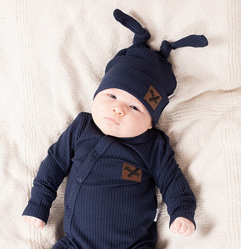 219055 Бебешка шапка Willy Nicol – памук, тъмносиня, двойни възли