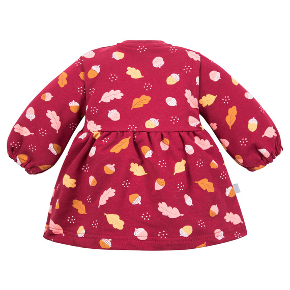 Бебешка рокля Fluffy Tails Eevi – бордо, памук, дълъг ръкав