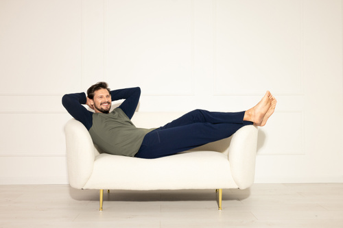 Alexander Мъжка пижама Италианска мода маслина - памук, дълга. ръкави и панталони