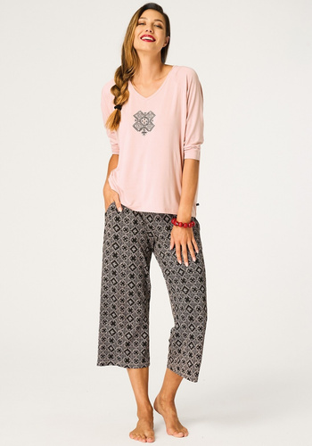 Key LNS 731 дамска пижама кайсия вискоза 3/4