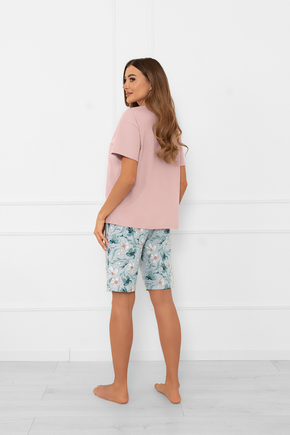 Дамска пижама Perlis - къс ръкав, къс панталон, памук Италианска мода