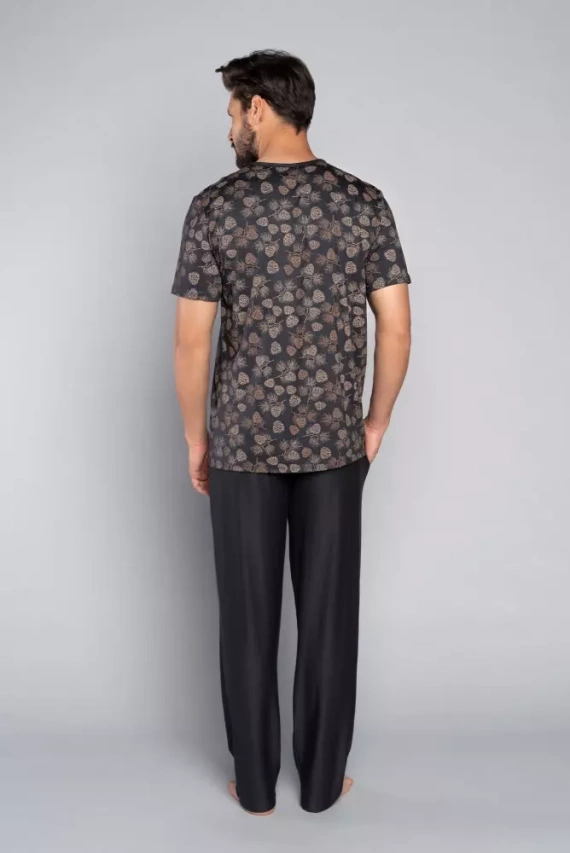 Pinus Пижама Мъжка с къс ръкав и дълъг панталон Италианска мода - принт/графит