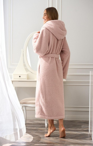 2556 Дамски дълъг халат с качулка Heaven L&amp;L - пудрово розов