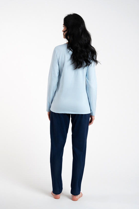Arietta Дамска пижама с дълъг ръкав и панталон Италианска мода - синьо