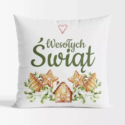 TBN016 Коледна възглавница Gingerbread Marquisette бяла