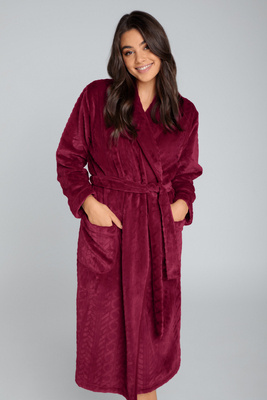Дамски халат от полар Bona Италианска мода - бордо 