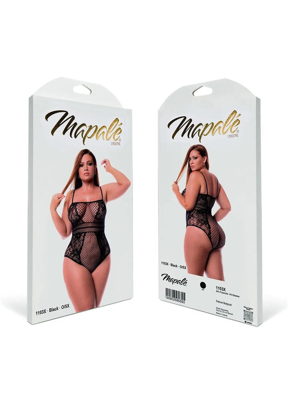 Body 1103X Fishnet Bodysuit Mapale Черно мрежесто боди макси размер XL-5XL