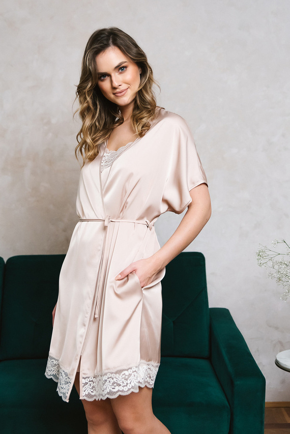 Touch Халат за баня с къс ръкав Италианска мода - бежов