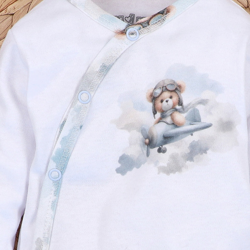 NINI ABN-5742/BIA Органично боди тип прегърни ме Baby Bear Pilot бяло