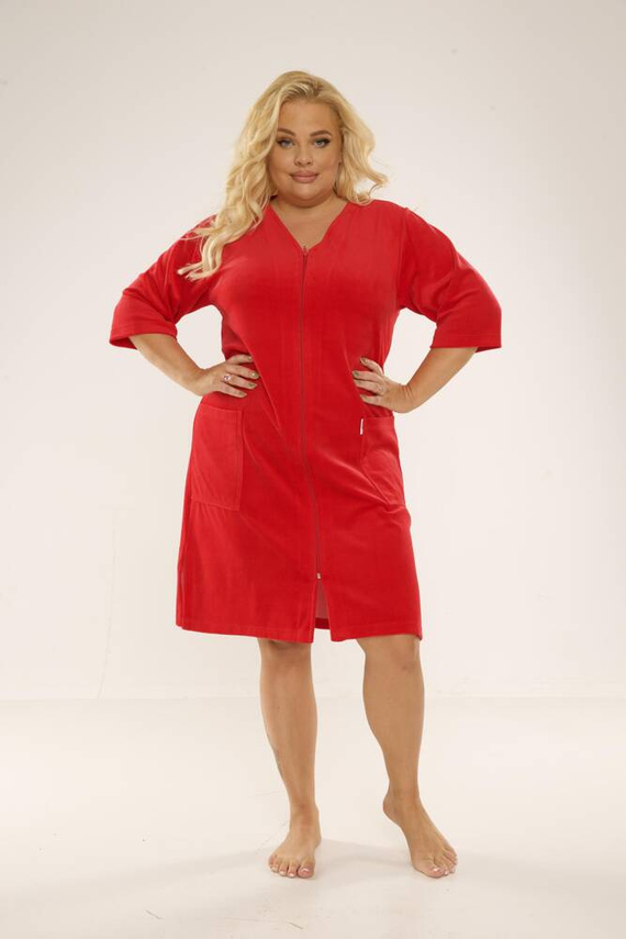 431 Дамски халат от велур Forex - червен