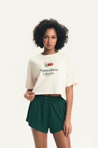 Женска пижама Henderson 43724 Dessie, 100% памук, къс ръкав, шорти, печат с домат