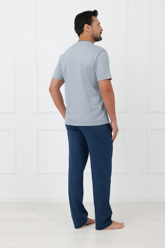 Мъжка пижама Devon Italian Fashion памучна с дълги панталони меланж