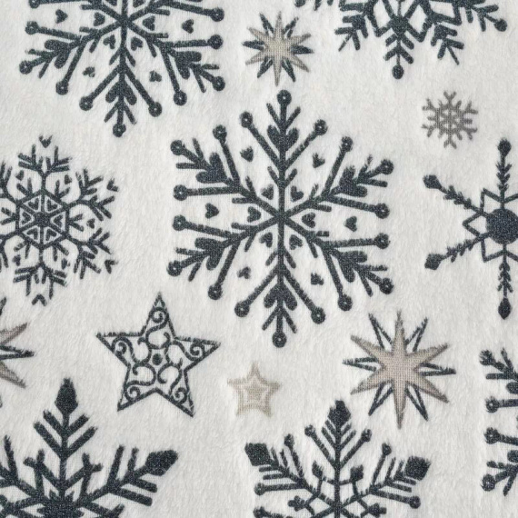 Коледно одеяло Eurofirany, бяло, тъмносини снежинки – меко микрофибърно одеяло, 240 г/м²