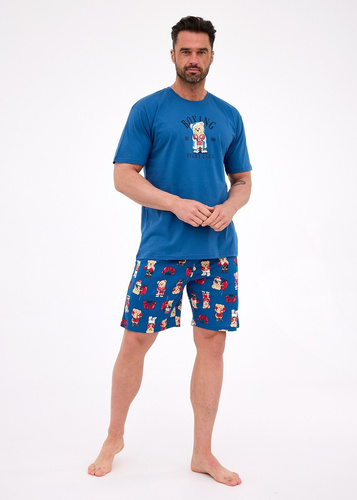 Мъжка пижама Cornette 326/296 Boxer jeans – памучна, къс ръкав, удобна и стилна