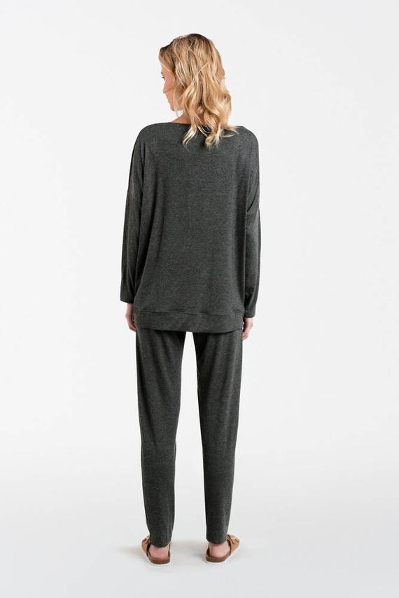 Akord Дамски комплект с дълъг ръкав и дълъг панталон Италианска мода - тъмен меланж 