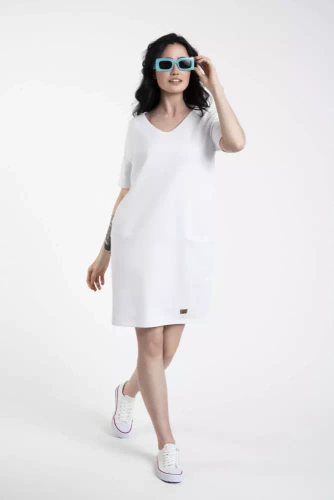 Karina Дамска туника с къс ръкав Италианска мода - бяла