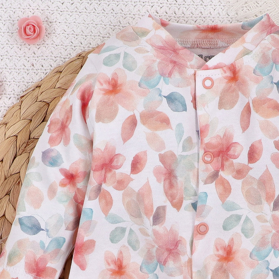 ABN-5419 Kolorowe kwiatki Pajacyk bawełniany dla dziewczynki Nini druk