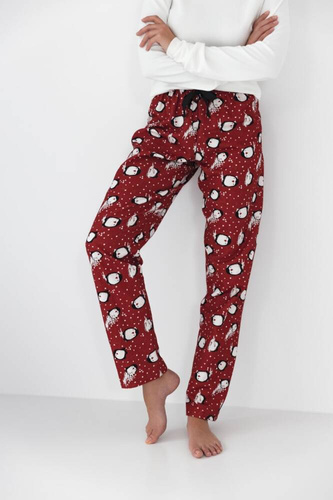 Дамска пижама Sensis Honora - Кремаво-червена