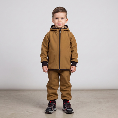 229003 Nicol Яке softshell за момче с полар, качулка и светещи елементи - маслинено зелено