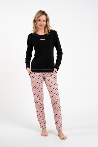 Bonilla Дамска пижама с дълъг ръкав и дълъг панталон Италианска мода черно/принт 