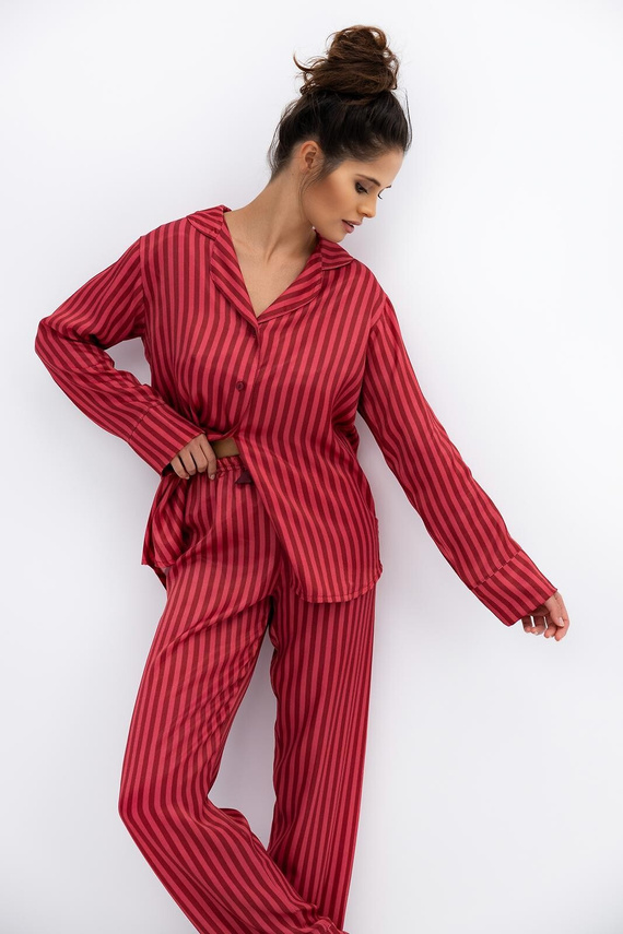 Дамска пижама Rosemary Sensis - вискоза, с цип, на райета