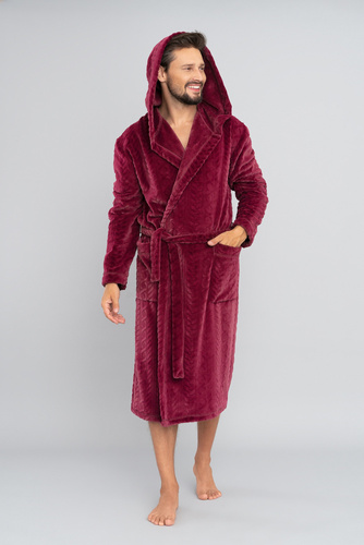 Zygmunt Мъжки халат за баня с качулка Италианска мода - бордо 