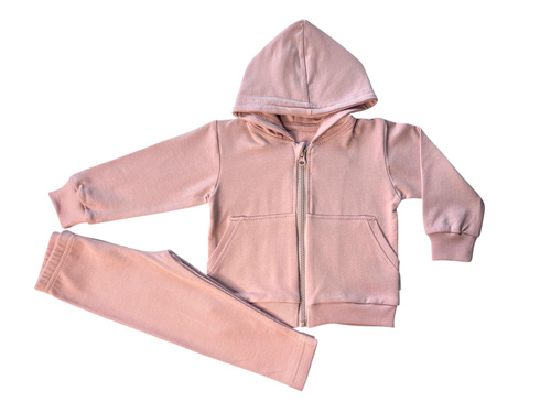 Анцуг Mamatti DR2153 за момиче - розов комплект с качулка