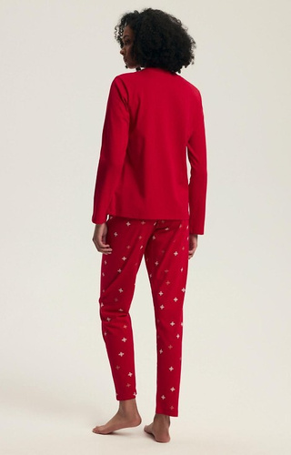 43718 Дамски коледен пижамен комплект Dotie Henderson, червен - дълъг ръкав и панталон