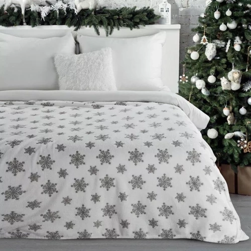 Коледно одеяло Blink с еврофирани звезди, сребристо