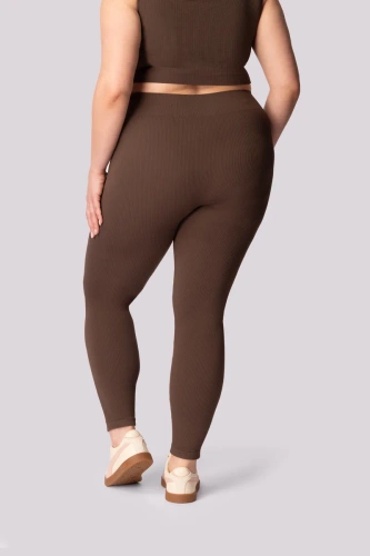 Ribbed legginsy damskie prążek Mona caffe