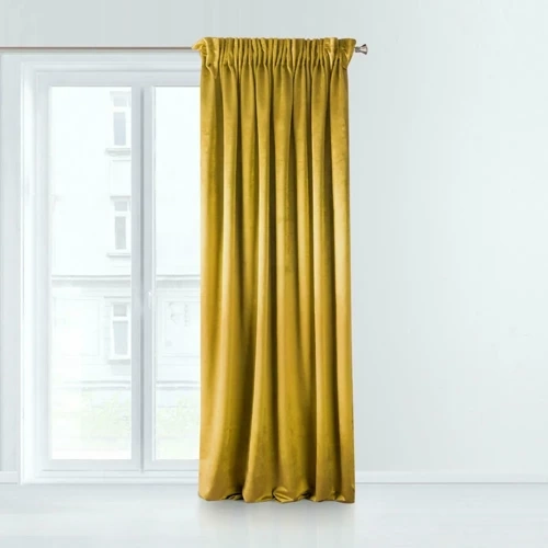 Тейлър кадифена завеса готова на лента Design91 горчица