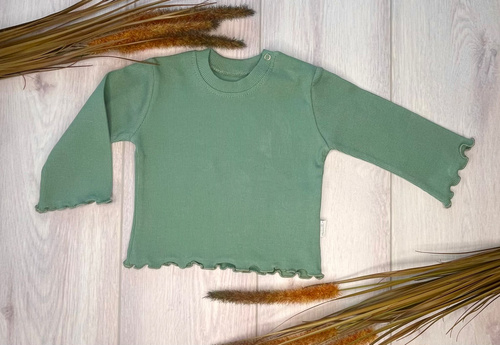 BI005 Момичешка блуза с дълъг ръкав Mamatti - зелена