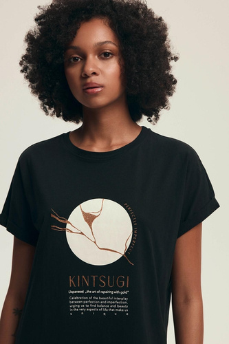 Нощница 43729 Dairoku Henderson черна – памук, къс ръкав, удобна кройка