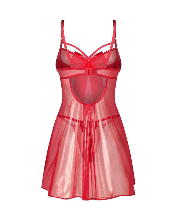 Obsessive Gifty Red дамска нощница с банели в червено + стринги