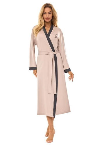 2505 Дамски дълъг халат L&L - бежов