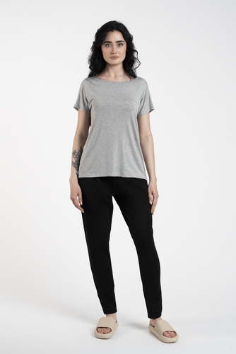 Ksenia Блуза с къси ръкави Италианска мода - сиво