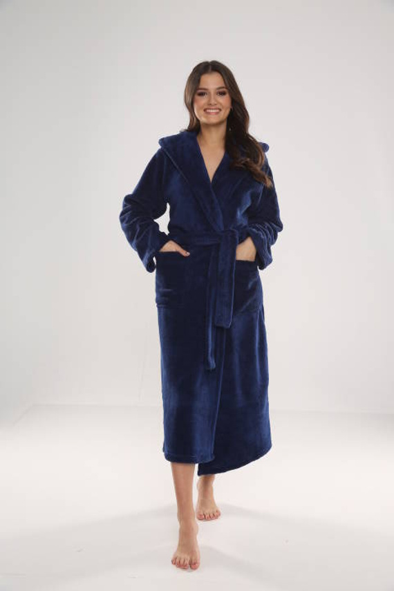 807 Дълъг дамски халат Luna II Forex - морско синьо