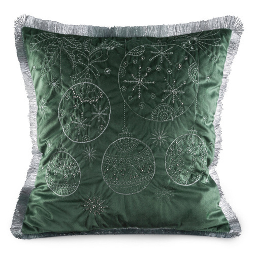 Chp 115 Коледна перла за възглавница Европердета зелено/сребристо