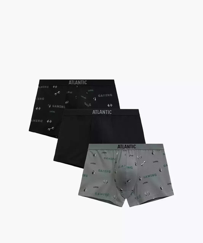 Мъжки боксерки 3MH-223/25 черно-каки – памук, 3 бр., удобна кройка