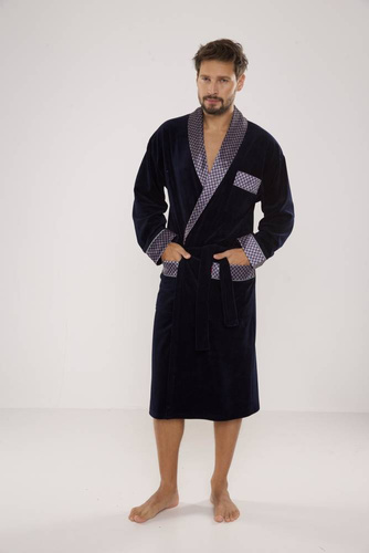 773 Мъжки форекс халат за баня Bonjour - тъмносин