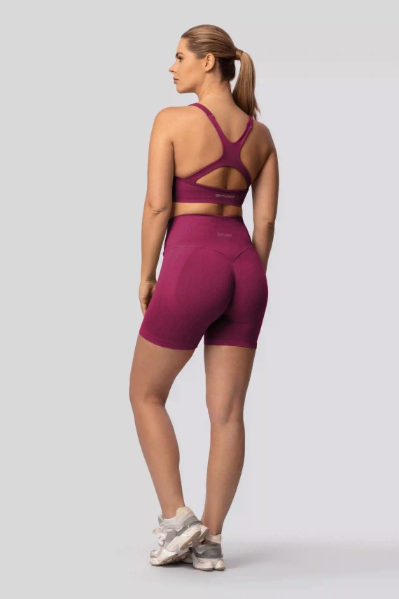 Spaio PUSH-UP PRO моделиращи безшевни шорти фитнес висок колан red wine