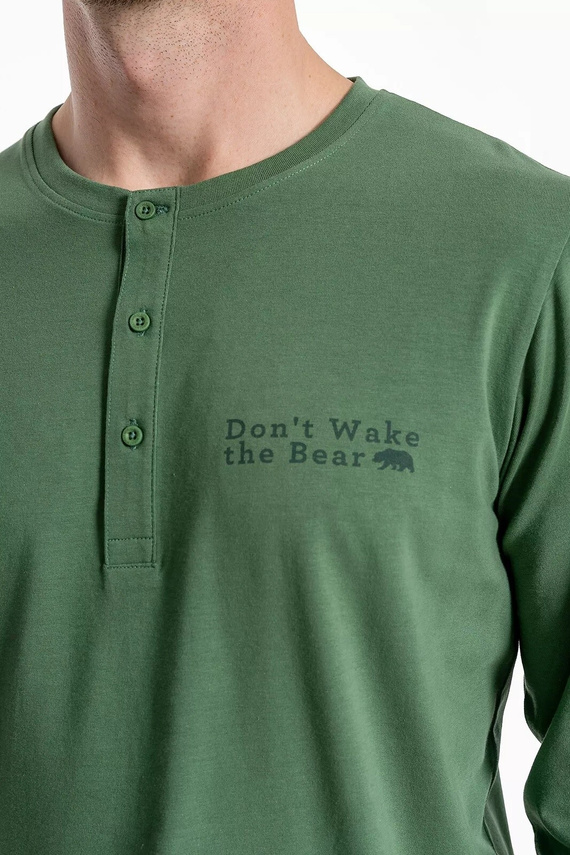 Мъжка пижама Moraj PDM 4600-015 зелена - памучна пижама с дълъг ръкав и панталон