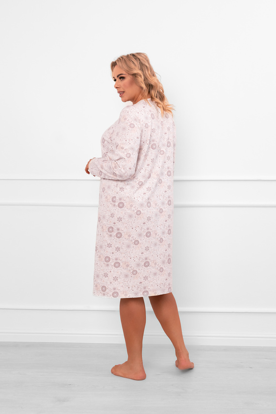 Дамска нощница Satui - памук, дълъг ръкав, флорален десен Италианска мода